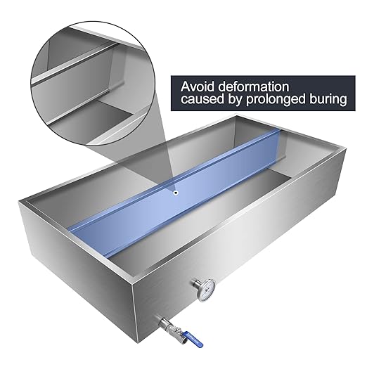 Maple Syrup Evaporator Pan Stainless Steel Maple Syrup Boiling Pan with Valve Thermomete and Divided Plate for Boiling Maple Syrup 48 x 24 x 9.5 Inch