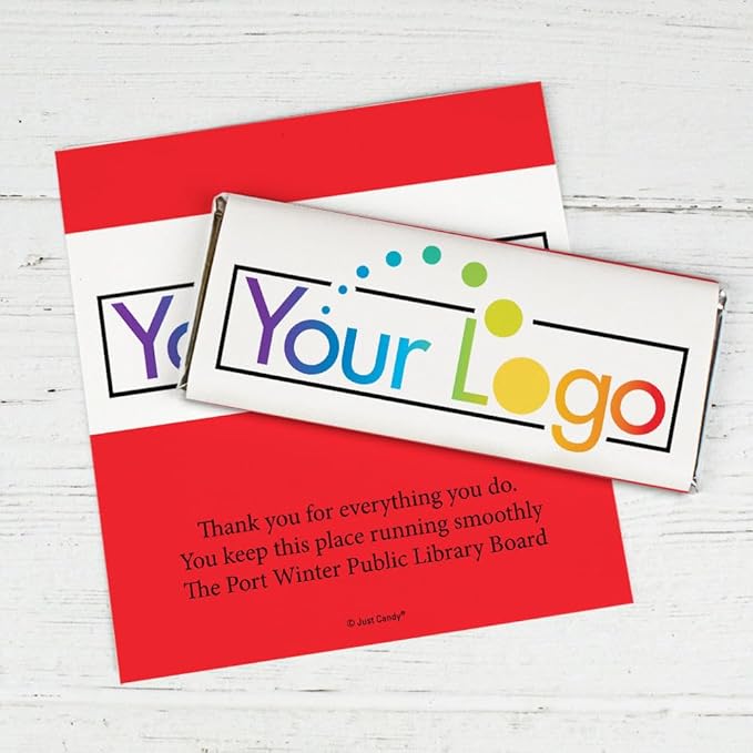 50ct Promotional Products Add Your Logo Personalized Wrappers for Candy Bars - Red - Candy Not Included