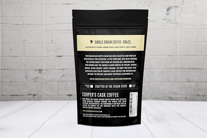 Espresso Ground Coffee Beans | Brazilian Strong Smooth &amp Creamy Medium Dark Roast Single Origin Coffee 12 oz Bag By The Master Roasters Of Cooper's Cask Coffee Coffee (Pack of 2)