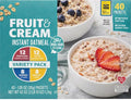 Fruit and Cream Instant Oatmeal Variety Pack 40 Packets 1.05 oz Each Strawberries Blueberries Bananas Peaches Flavors 20g Whole Grain (1 Pack)