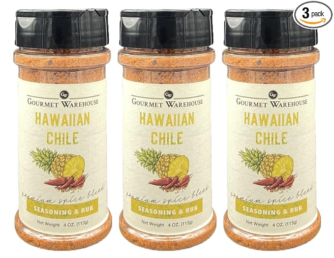Gourmet Warehouse Hawaiian Chile Spice Rub Gluten Free No MSG No HFCS 4 Ounces (Pack of 3)