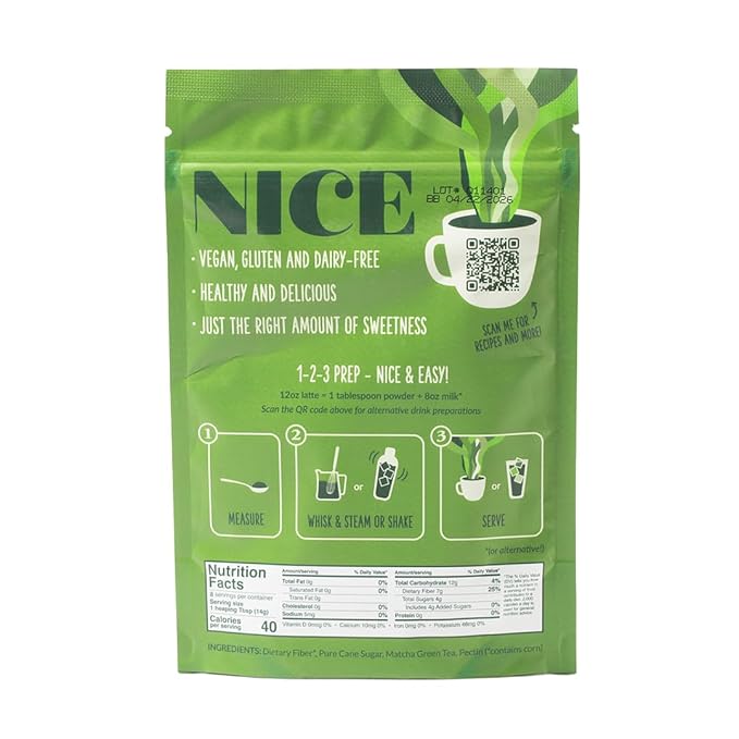 Two Leaves and a Bud Nice Matcha Latte Blend Japanese Matcha Green Tea Powder 2 Resealable Bags 224g