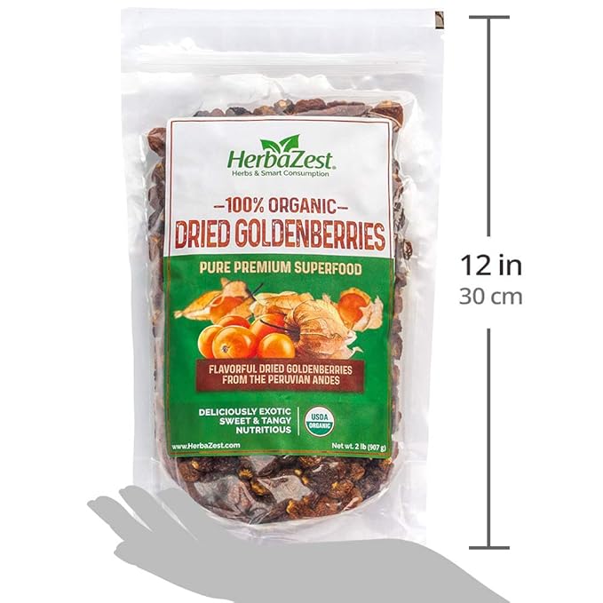 HerbaZest Goldenberries Dried Organic (32oz) – USDA Certified Organic – Vegan Non-GMO &amp Gluten Free – Deliciously Exotic Perfect for Snacks Baked Goods Yogurt Cereal &amp Smoothies