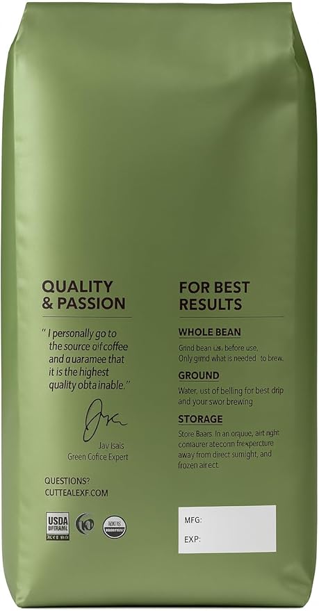 Organic Mexican Coffee Beans - Dark Roast Whole Bean Arabica - 32oz Premium Single Origin - Smoky Aroma &amp Dark Chocolate Notes - Gourmet Coffee