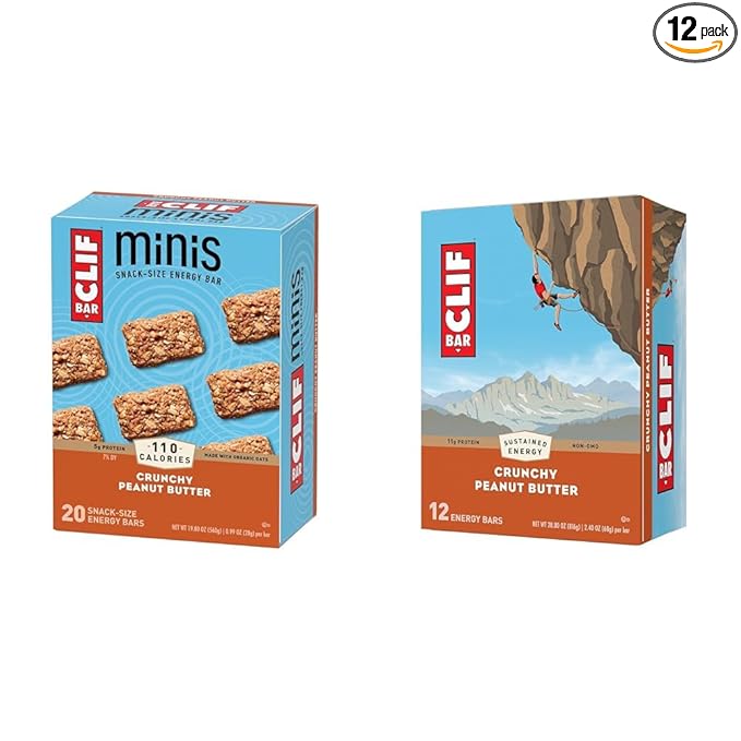 Clif Bar Minis Crunchy Peanut Butter 20 Pack &amp CLIF BAR Crunchy Peanut Butter Energy Bars 12 Pack