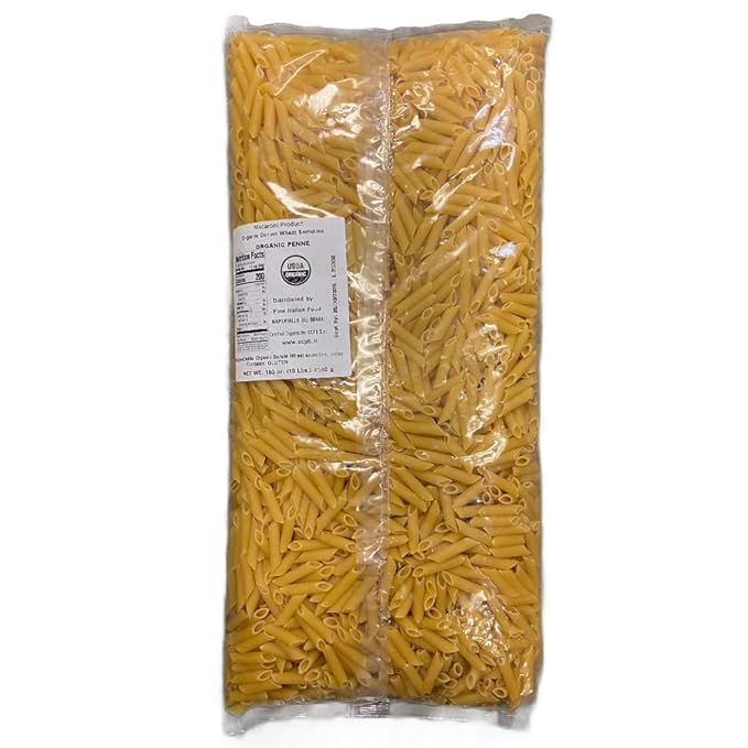 Mantova Organic Penne Rigate Pasta 160 oz. (10 lbs.) (Pack of 1) Product of Italy Traditional Bronze-Die Slow-Dried Pasta Made with 100% Italian All-Natural Durum Wheat Semolina Bulk Pasta for