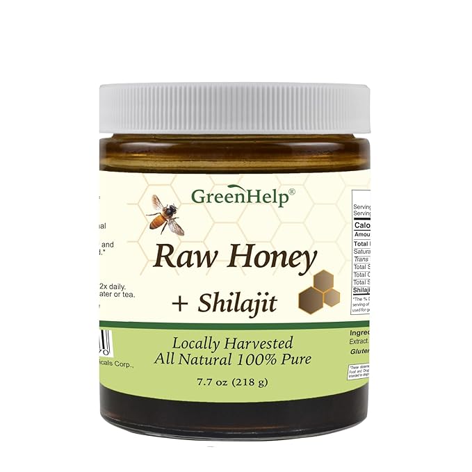 Green Help Raw Honey with Shilajit – 100% Natural Honey Infused with Shilajit – Supports Energy Vitality &amp Overall Wellness – Rich in Antioxidants &amp Nutrients – No Artificial Additives – Made