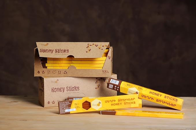 Honey Sticks 100% Pure Raw Honey 16 Packs of 5 Sticks 80 Total Made in Armenia