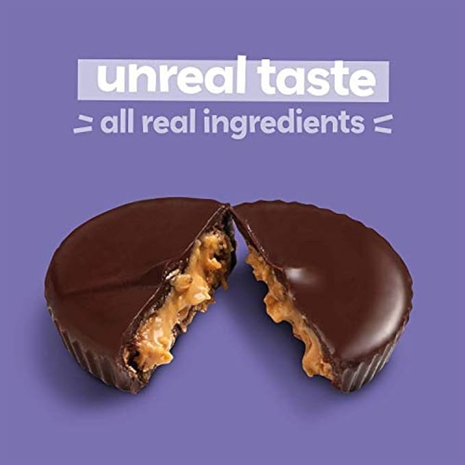 UNREAL Dark Chocolate Almond Butter Cups| 5g Sugar | Certified Vegan Gluten Free Fair Trade Non-GMO | No Sugar Alcohols or Soy | 0.53 Ounce (Pack of 40)