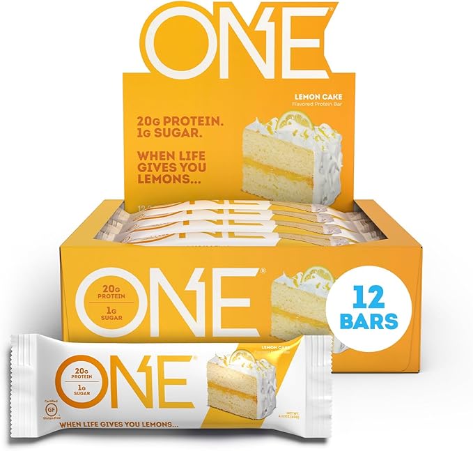 ONE Protein Bars Cinnamon Roll Gluten Free Protein Bars with 20g Protein and Only 1g Sugar &amp Protein Bars Lemon Cake Gluten Free Protein Bars with 20g Protein and only 1g Sugar