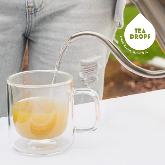 Tea Drops Citrus Ginger Tea | Dissolvable Bagless Loose Leaf | Wellness Boosting Calming Caffeine-Free Naturally Sweetened Organic | Iced or Hot | Gift Set 2 Pack - 20 Servings