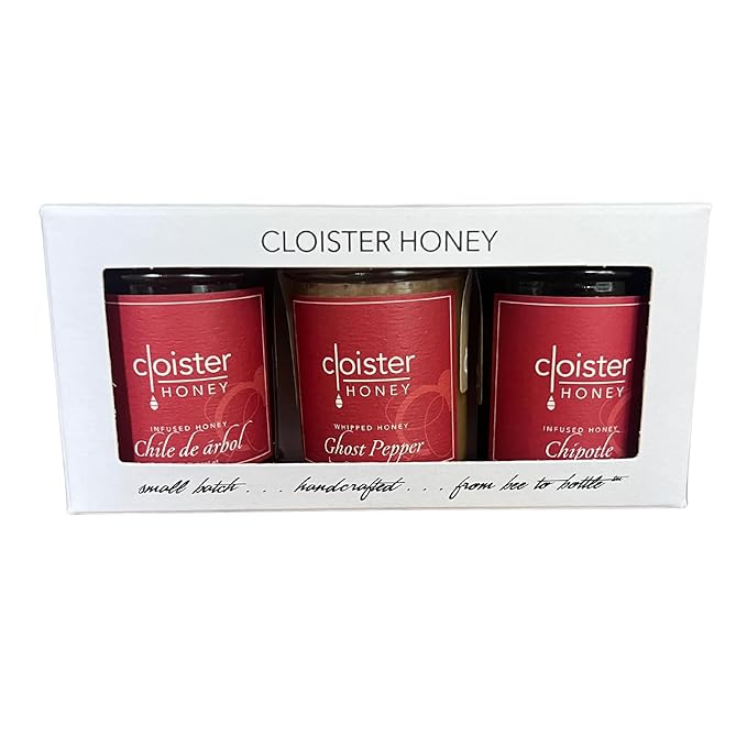 Cloister Honey Trios - Hot Honey (3 x 3 oz) | Hand Crafted | Raw Artisan Honey | 100% Pure Raw &amp Unfiltered | All Natural | Made in USA |