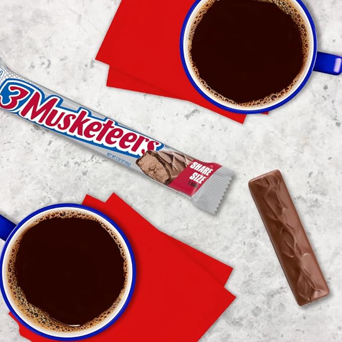 3 MUSKETEERS Milk Chocolate Candy Bars - Full Size Chocolate Bars 3.28 oz Candy Bar (Pack of 24) Bulk Box