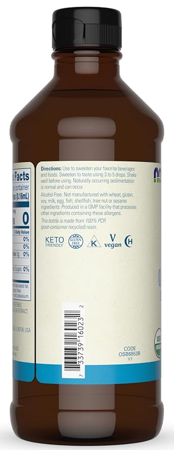 NOW BetterStevia Liquid Organic Glycerite 16 Ounces - Organic Stevia - Zero-Calorie Liquid Sweetener - No Alcohol - Keto Friendly No Erythritol