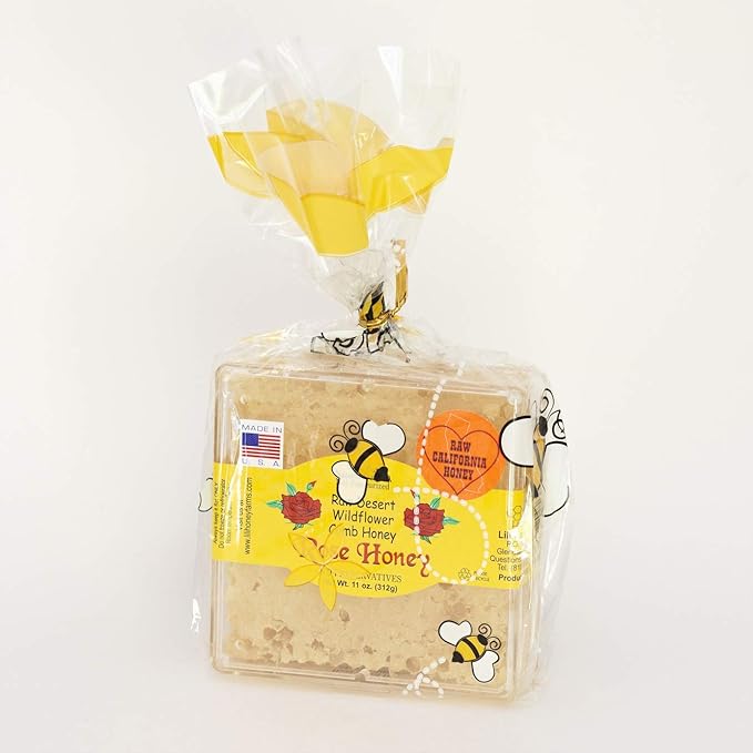 Raw Desert Wildflowers Honey w/Comb Pure 100% Natural Gift Wrapped Pack Of Two