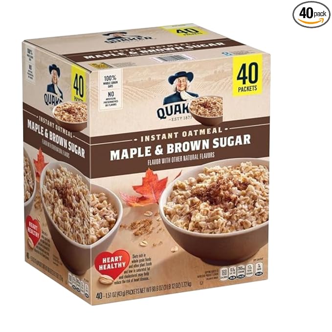Instant Oatmeals Maple~Brown Sugar Flavor 40 Count (40 Count(1 Pack))