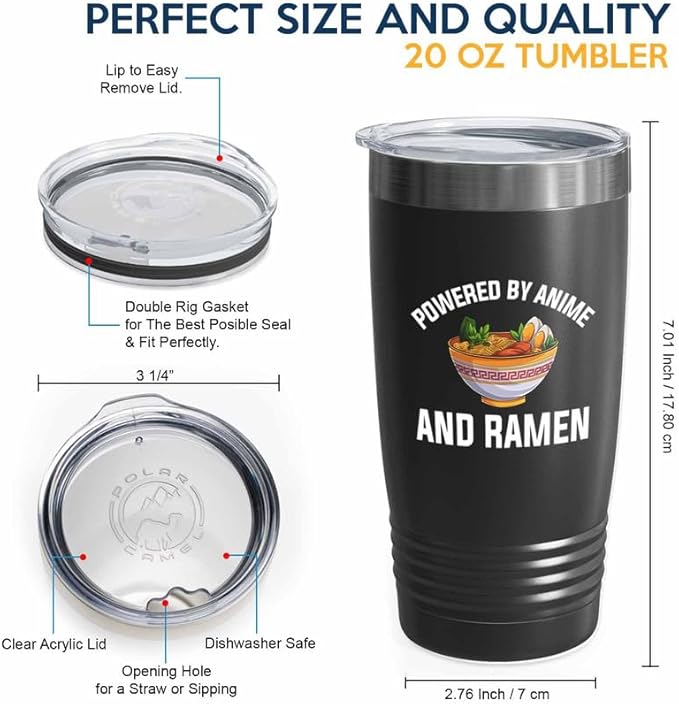 Ramen Lover Black Edition Tumbler 20oz - Powered by anime - Food Lovers chicken pumpkin vegan pantry spicy noodles