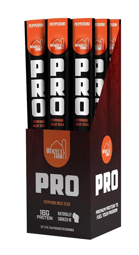 Wenzel's Farm PRO Snack Sticks - Naturally Smoked Handcrafted with Real Quality Meat (Pepperoni) Pack of 10 Sticks (1.9oz Each)
