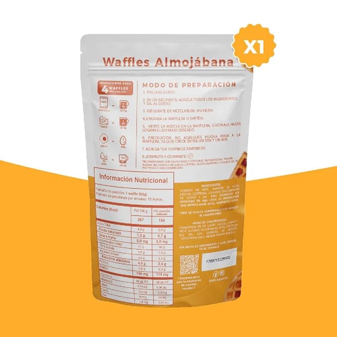 Alcaguete waffles Almojabana (2 pack) Cheese bread waffle Gluten Free &amp no added sugar Works with Waffle Maker - Fast and Fresh Breakfast Foods