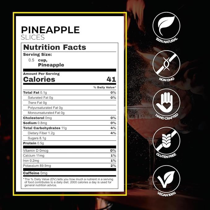 Garnishes &amp Dreams Dehydrated &amp Dried Pineapple Half Slices (7oz) – Natural Tropical Fruit Rings for Cocktails Mixology Desserts &amp Snacking No Sugar Added Edible Fruit Garnish