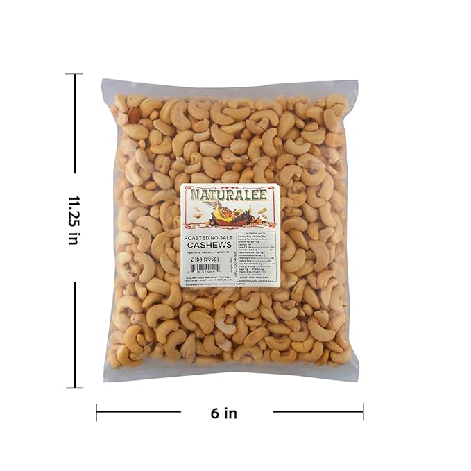 Naturalee Cashews 2 lbs - Roasted Unsalted - Natural Heart Healthy Snack
