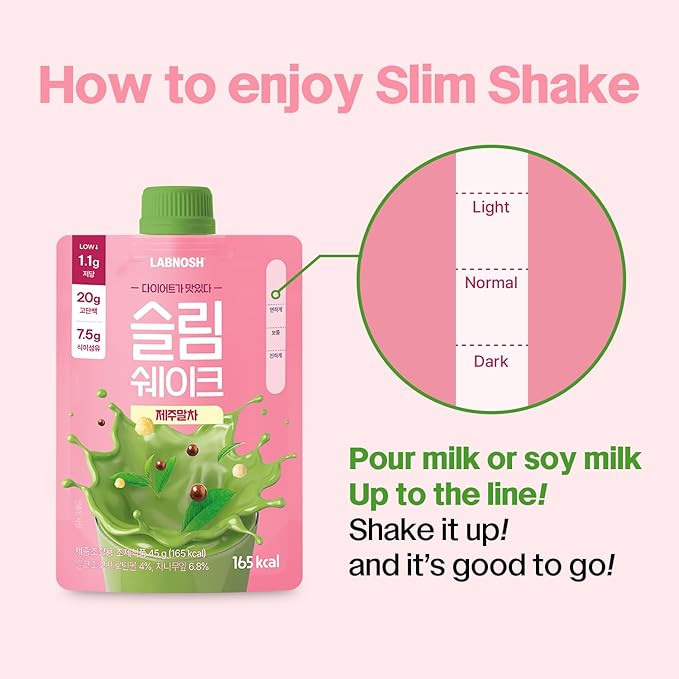 Korean Protein Shake Meal Replacement Matcha Flavor High Protein Low Sugar Protein Powder Convenient Single-Serve Packs7 Packs (1.59oz x 7 Packs)