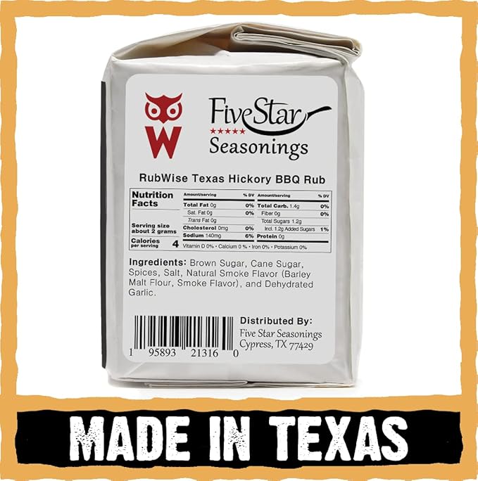 Texas Style Hickory Rub &amp Pork Rub by Rubwise | BBQ Rub &amp Spices for Smoking &amp Grilling | Dry Rubs | Great on Brisket Chicken Ribs Pork &amp Turkey Chops Pork Butt Tenderloin &amp