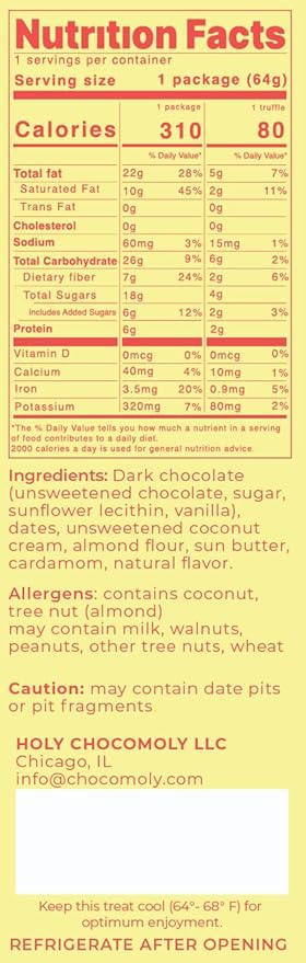 Sunflower Cardamom Chocolate Truffles | Low in Refined Sugar Made With Dates &amp Real Nut Butters | Healthy On-the-go Snack | 4 Truffles/Box16 truffles