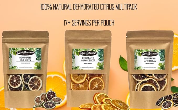 3-Pack Dehydrated Orange Lemon Lime Slices | 4.5 OZ | Approx 50+ Slices In Total | 100% Natural | For Cocktails Wreath Making Tea Cakes Decoration | Dried Orange For Cocktails | Drink Botanicals
