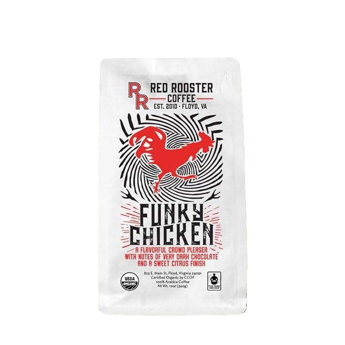 Organic Funky Chicken - Roasted by Red Rooster Coffee - Whole Bean Coffee - 5 Pound Bag