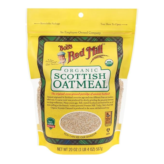 Bob's Red Mill Organic Scottish Oatmeal 20oz (Pack of 1) - Non GMO Whole Grain Vegan Kosher