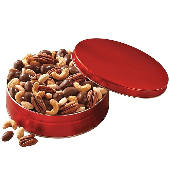The Swiss Colony Premium Nut Assortment – Roasted Salted and Chocolate Covered Mixed Nuts Gourmet Nuts Gift Basket Holiday Gift Box Set Food Gift Basket 1 lb.