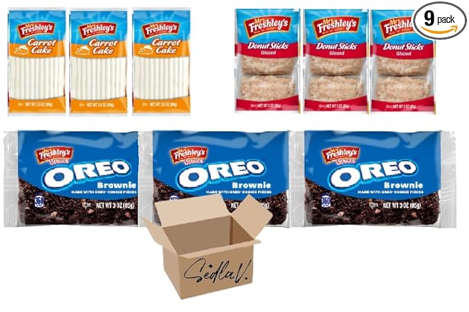 SEDLAV Bundle 3 Oreo Brownie 3 Donut Sticks 3 Carrot Cake Variety (Pack of 9)