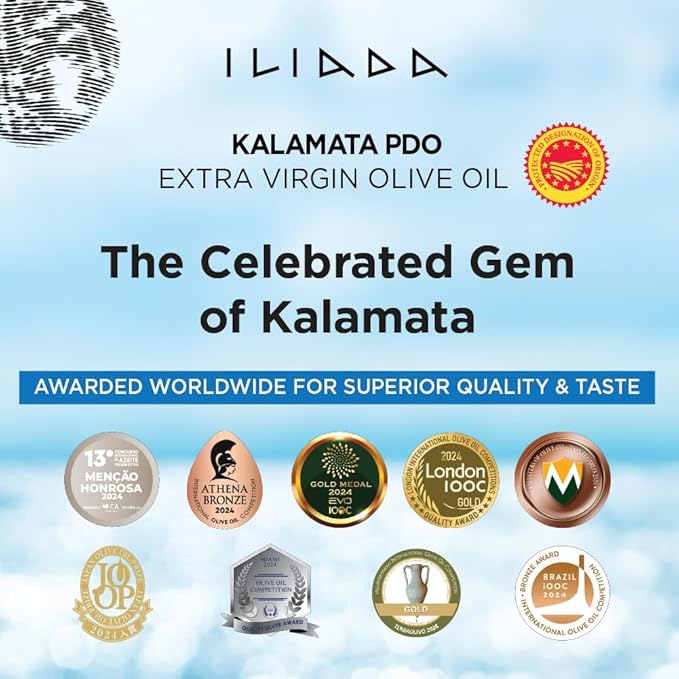 Iliada Kalamata PDO Extra Virgin Olive Oil 3Lt | Multi-Awarded | Single Region 100% Greek | Monovarietal Koroneiki | Cold Press | Polyphenol Rich | Chef's Favorite