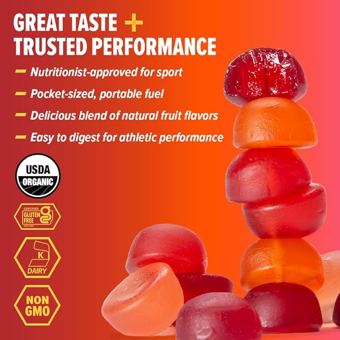 Honey Stinger Organic Fruit Smoothie Energy Chew Gluten Free &amp Caffeine Free for Exercise Running and Performance Sports Nutrition for Home &amp Gym Pre and Mid Workout 21.6 Ounces (Pack of