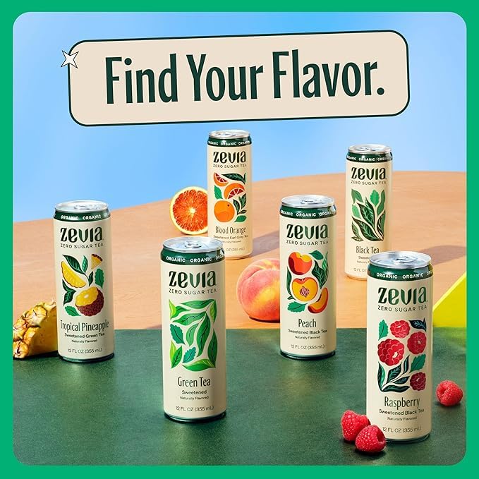Zevia Zero Sugar Tea Hibiscus Tea with Passionfruit Caffeine Free 12 oz Cans (12-Pack) – Naturally Sweetened Zero Calorie Sugar Free - Non-GMO Project Verified Gluten-Free Vegan