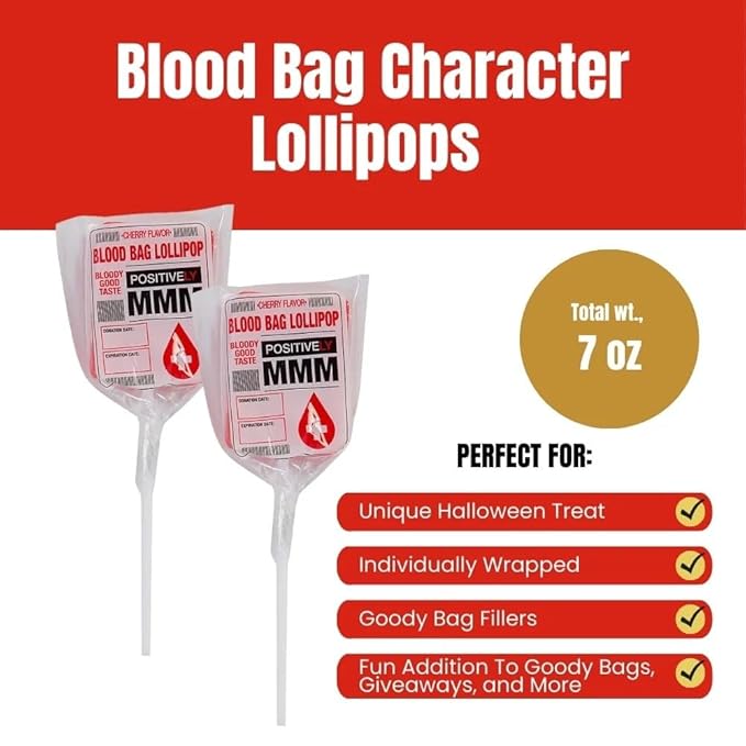 Blood Bag Character Lollipops 30 Pieces