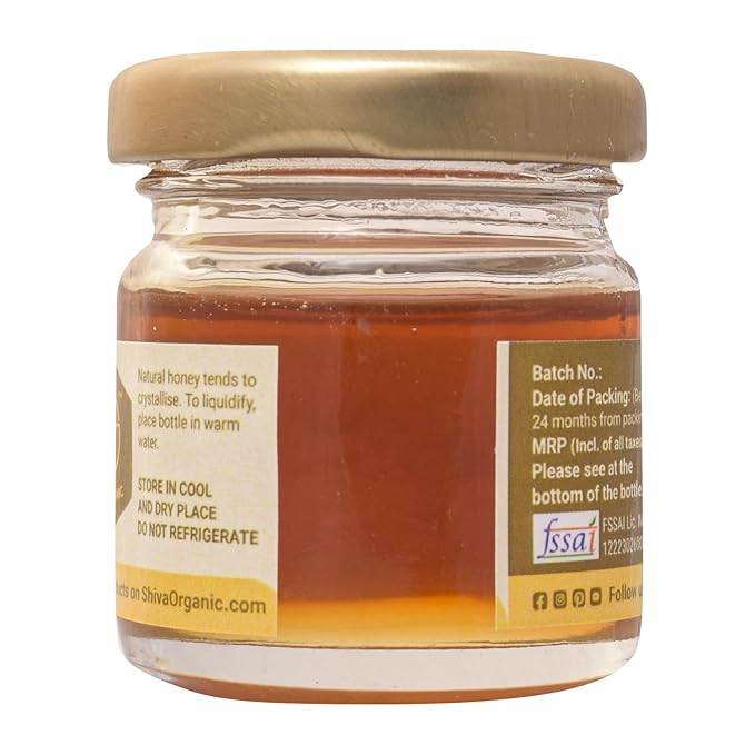 Shiva Organic's Acacia Flower Nectar Honey - NMR Tested Natural Honey No Added Sugar Flavorful - 50g (1.76 Ounce)