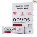 Novos Longevity Protein Bar | 15g Protein 20 Superfoods 5 Longevity Ingredients for Men &amp Women | Supports Skin Mind &amp Mood | Mixed Berry Crunch (12-Pack)