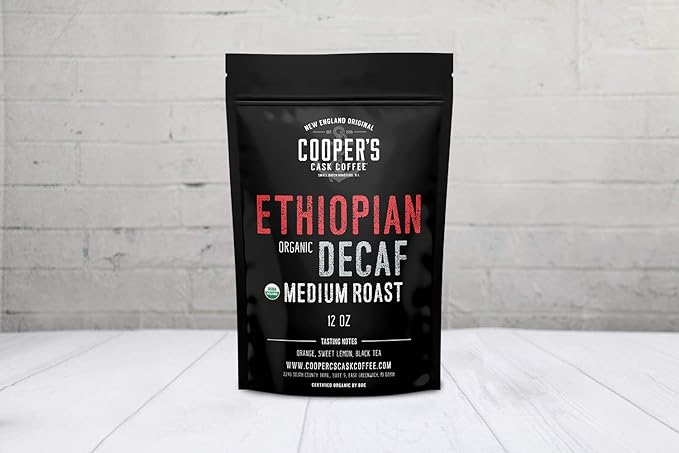 Organic Ethiopian Decaf Water Processed Medium Roast Ground Coffee (12oz Ground)