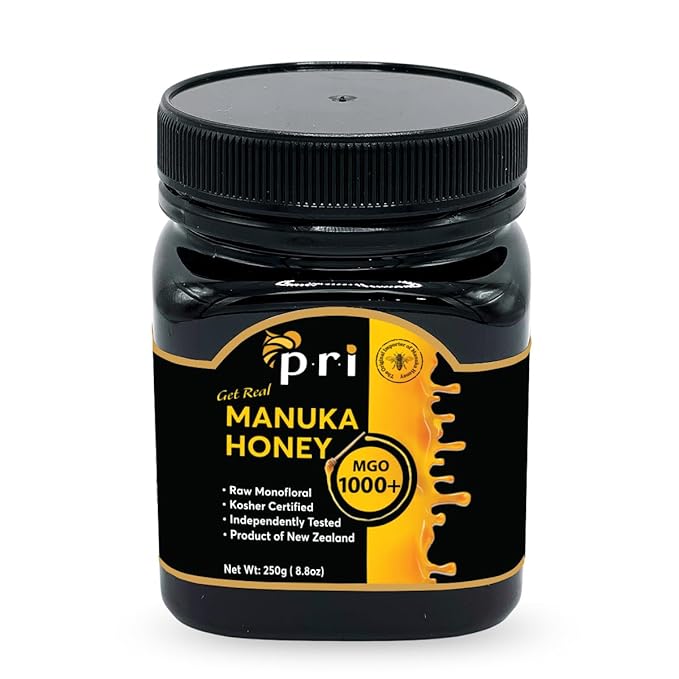 P.R.I Manuka Honey MGO 1000+ Ultra‑Potent Monofloral New Zealand Honey Rare Limited‑Harvest Cool‑Processed &amp QR‑Traceable (250g/8.8oz)