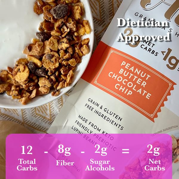 Superfood Granola- Grain-Free Keto No Sugar Added - No oats Functional Nutrient-Rich Snack made from lupini beans with Peanut Butter Chocolate Flavors Gluten-Free (3-Pack Peanut Butter Chocolate