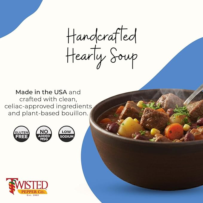 Twisted Pepper Co. Cowboy Stew Soup Mix: Gluten-Free – Handcrafted Soup – Bold Hearty &amp Savory Flavor Fast &amp Easy Comfort Meal Ready in 30 Minutes Serves 12