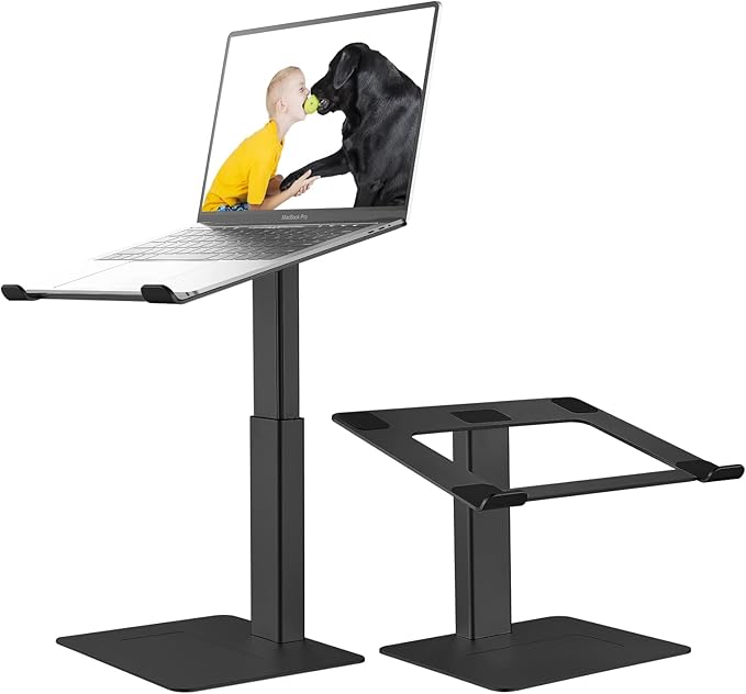 Laptop Stand for Desk Ergonomic Aluminum Laptop Stand Adjustable Height from 7-15 Sitting and Standing Laptop Riser for 10-17 Notebook
