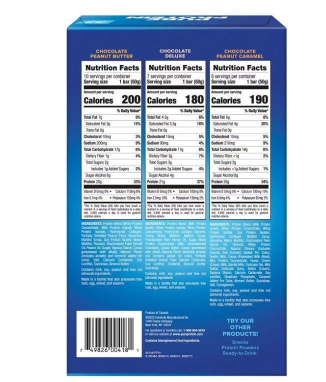 Pure Protein Bars Gluten Free Chocolate Variety Pack ~ 23 Count ~ 1 Pack.