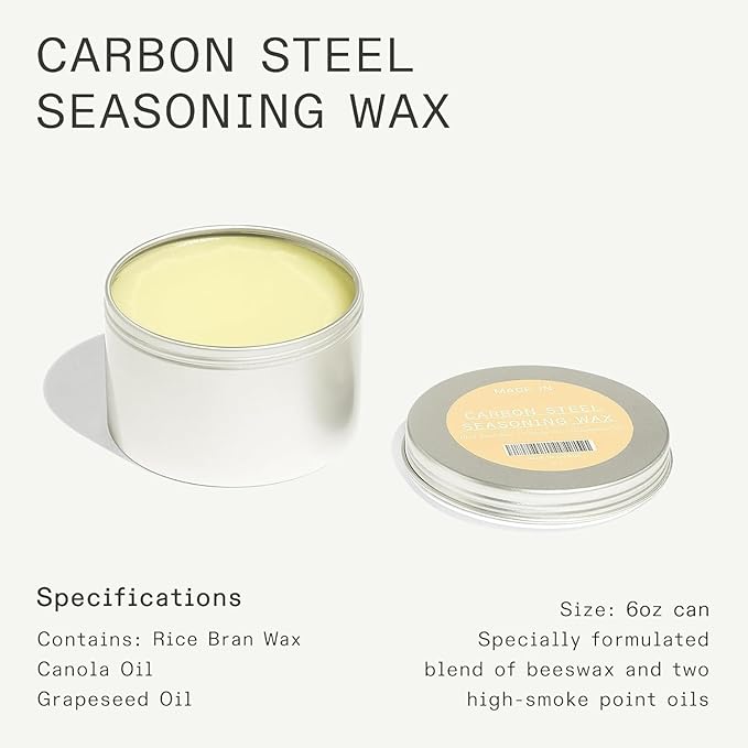 Made In Cookware | Carbon Steel Seasoning Wax 6 Oz | Crafted in Canada | Rice Bran Wax Canola Oil and Grapeseed Oil