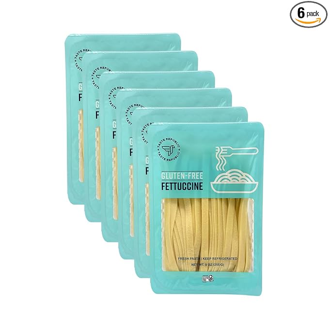 Gluten-Free Pasta Fettuccine Fresh Brown Rice Noodles Cook in Just 3 Minutes by Taste Republic Frozen 9oz (6 pack)