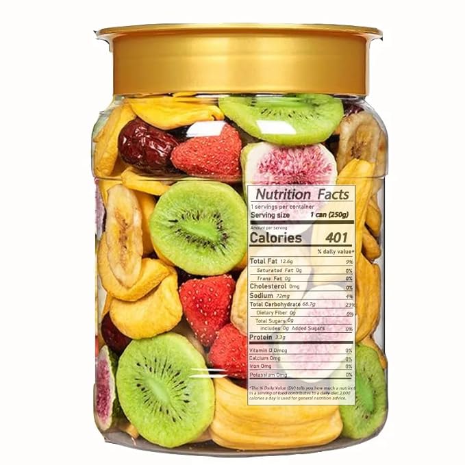 Various Instant freeze-dried fruit crisps mix 250g/candried vegetables and Fruit Crispy ChipsOkra mushroomsStrawberry Banana Red Date Fig jackfruit kiwifruithealthy and nutritious snacks (2can)