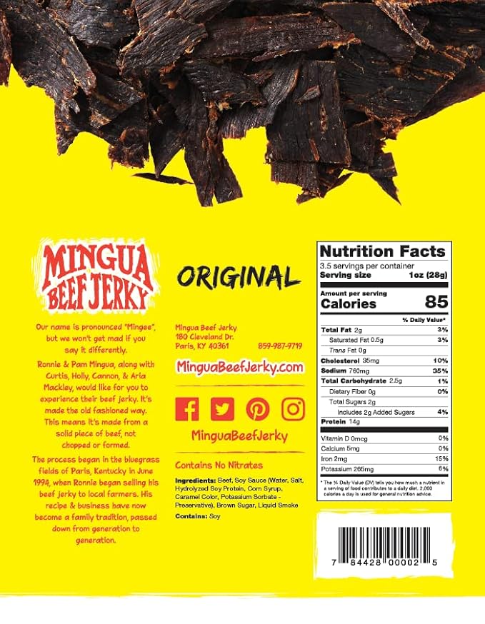 Mingua Beef Jerky - Two Milds + Two Garlic &amp Onions 3.5 ounces 14.0 Ounce