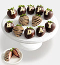 Shari’s Berries Happy Birthday Belgian Chocolate Covered Strawberries | Premium Birthday Gift Box (Full Dozen 12 Berries)